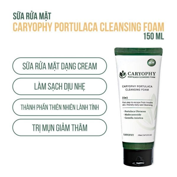 Sữa rửa mặt Caryophy Portulaca Cleansing Foam 150ml – NEW 12 1 2 2