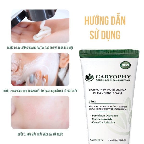 Sữa rửa mặt Caryophy Portulaca Cleansing Foam 150ml – NEW 11 1 3 1